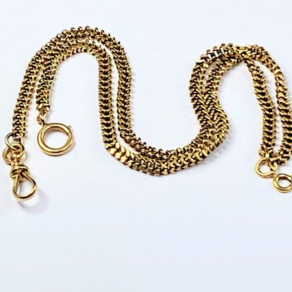 HMH Co. Deco 14K yellow gold 4.0x 2.2mm snake link Pocket watch chain 20.0g 18"